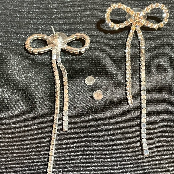 NWT bow rhinestone post earrings with two sets of backings. - Picture 3 of 4
